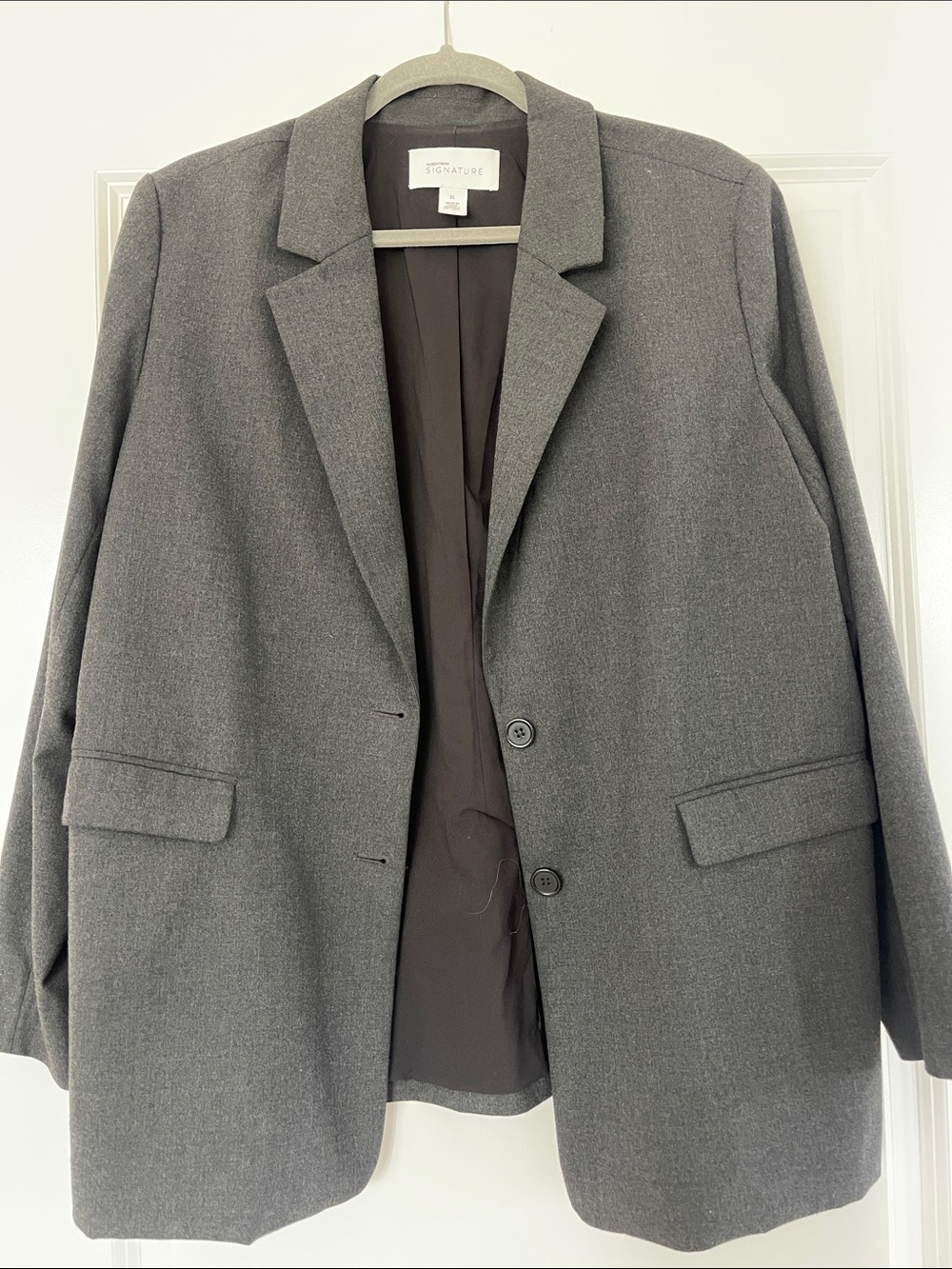 Signature Women  Charcoal Gray Single-Breasted Blazer XL